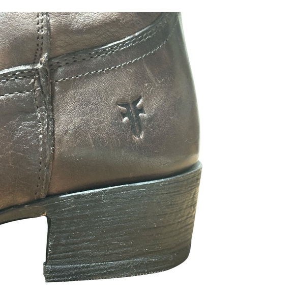 Frye Boots Diana Brown Leather Studded Western Almond Toe Heeled Short Boots - Picture 10 of 15